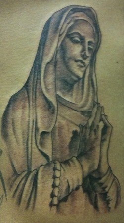 Mason - VIrgin Mary Black and grey on Pro fighter Jason Bawls